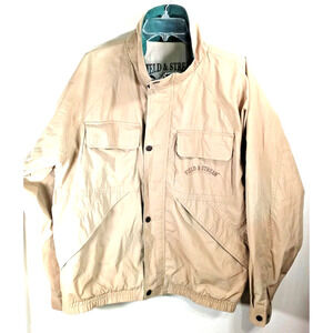 Vintage Field & Stream Barn Coat Jacket Men's Large Beige Zip & Snap Pockets